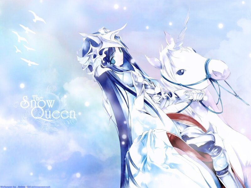 Anime Girl on White Horse