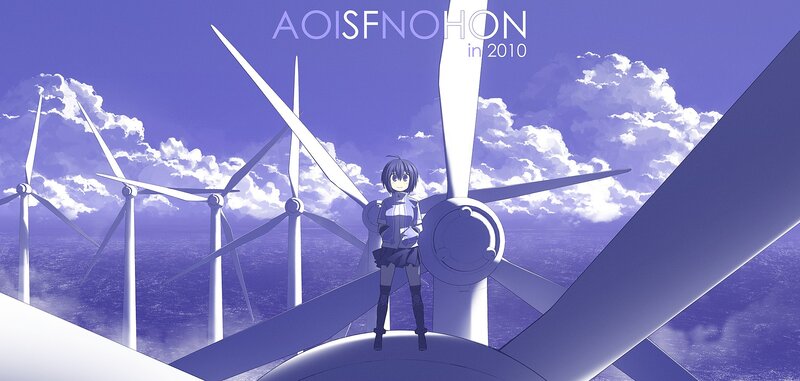 Anime Girl on Wind Turbine