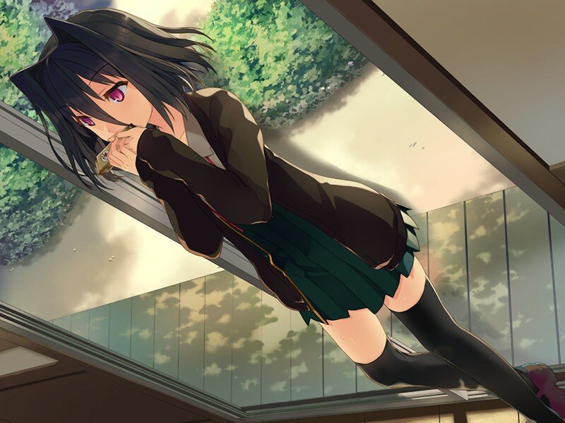 anime girl on window ledge