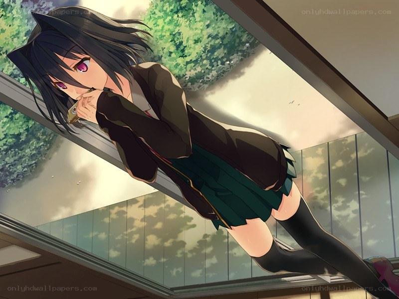 anime girl on window ledge
