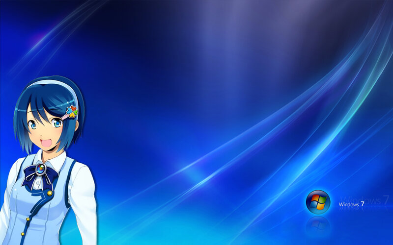 anime girl on Windows 7 desktop