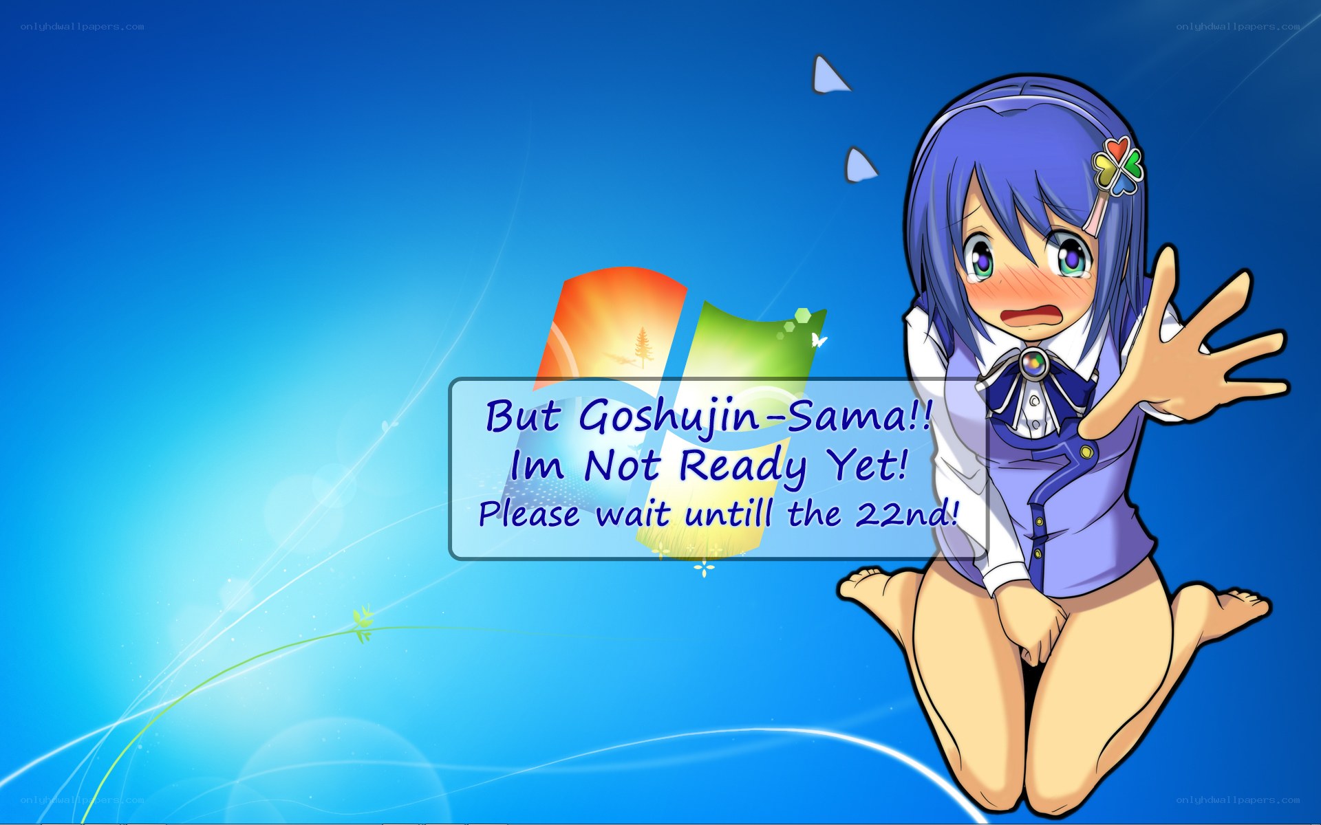anime girl on windows desktop