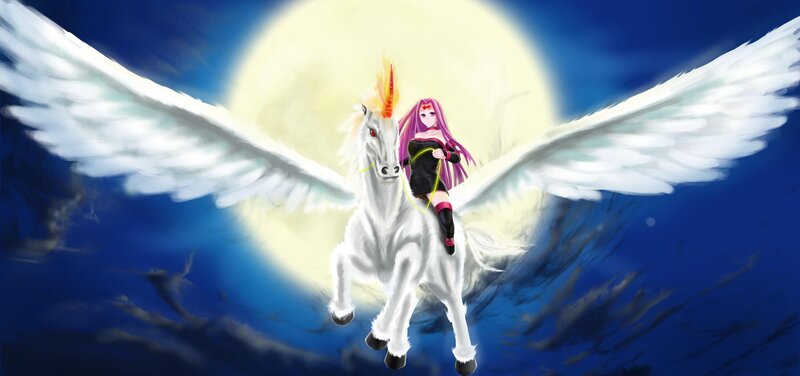Anime Girl on Winged Horse