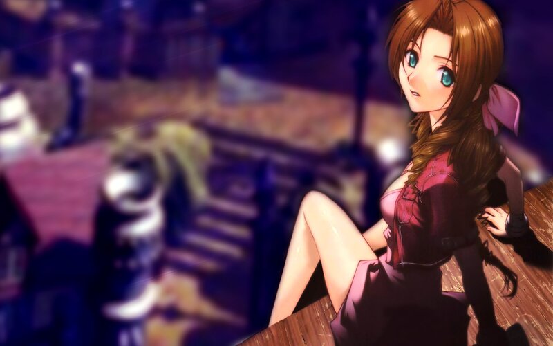 anime girl on wooden deck