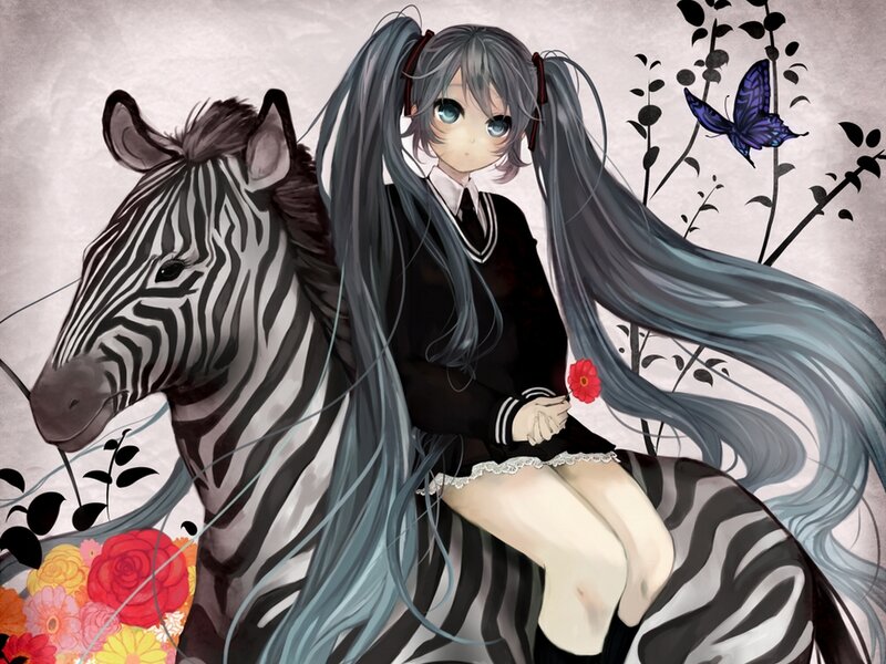 Anime Girl on Zebra