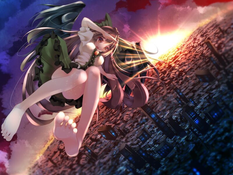 Anime girl over a city