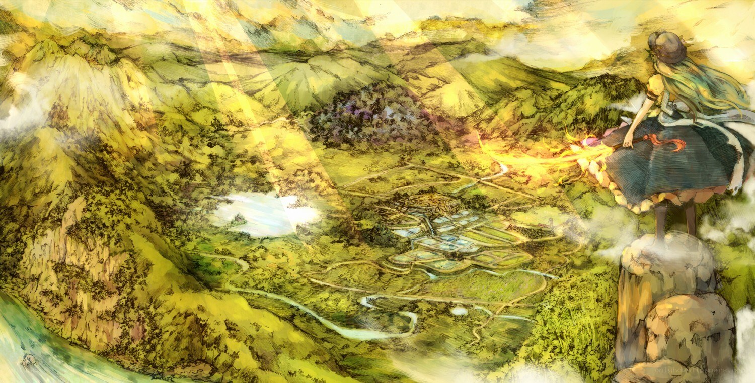 Anime girl overlooking a valley