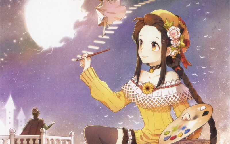Anime Girl Painter — Yellow, Dreamy