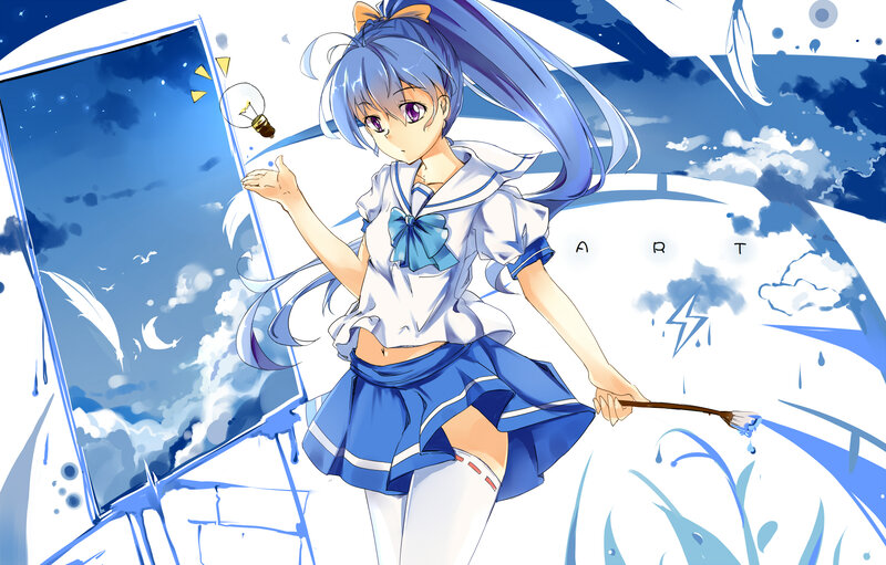 Anime Girl Painting — Blue, Creative