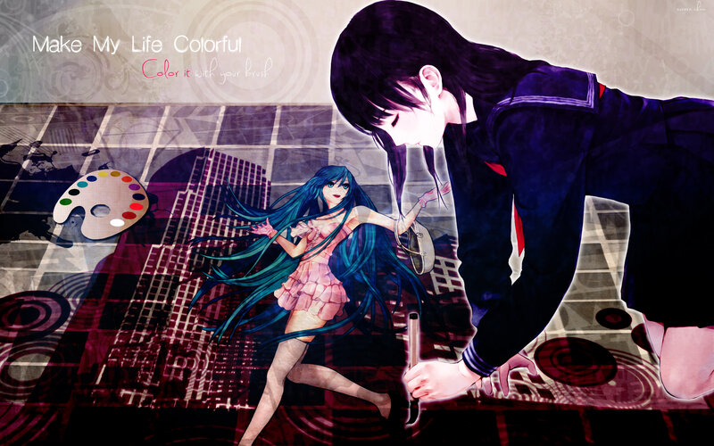 Anime Girl Painting — Blue, Dramatic
