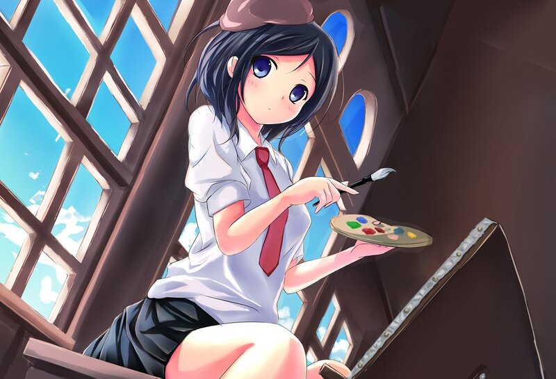 Anime Girl Painting — Blue