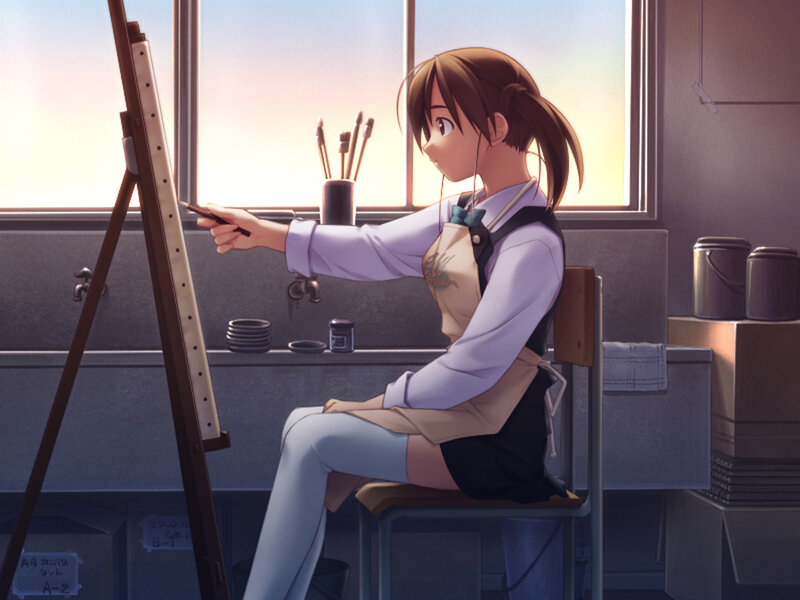 Anime Girl Painting — Brown