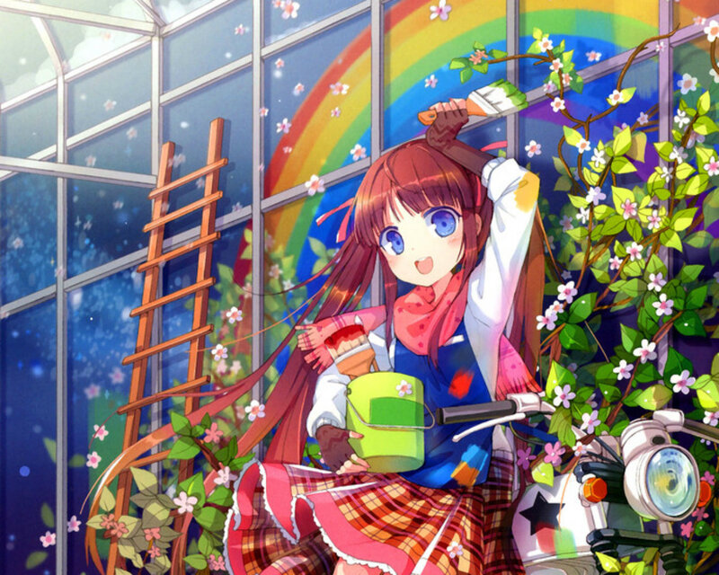 Anime Girl Painting — Green