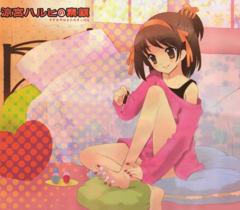 Anime girl painting nails