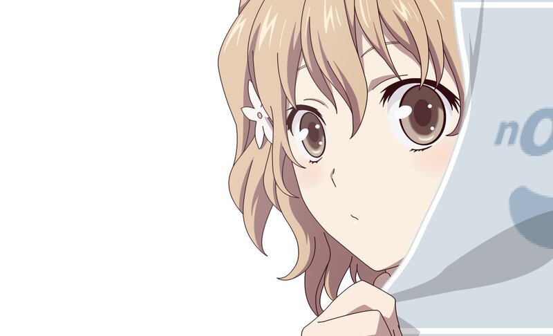 Anime Girl Peeking — Beige