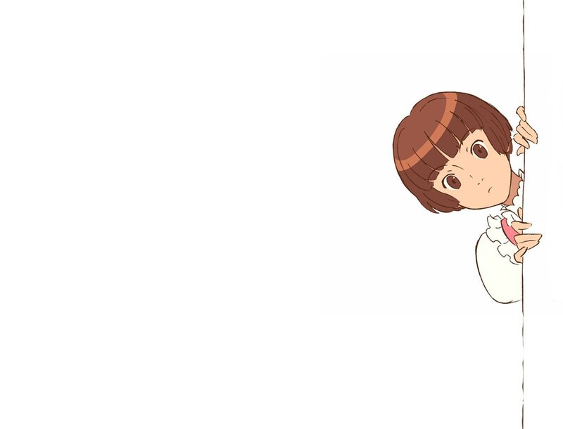 anime girl peeking from behind