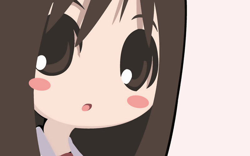 anime girl peeking from behind