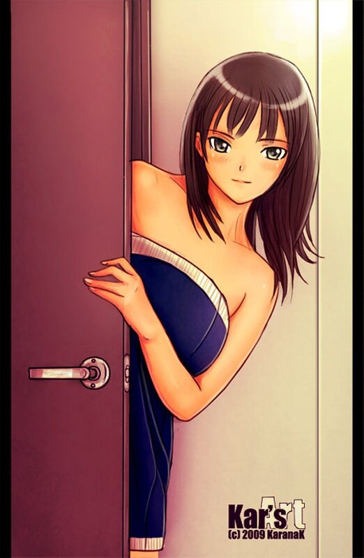 anime girl peeking from door