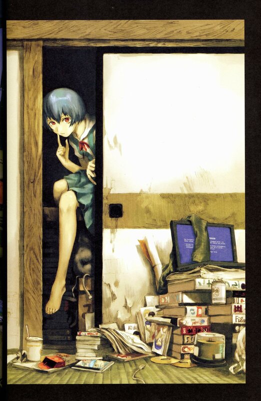anime girl peeking from doorway