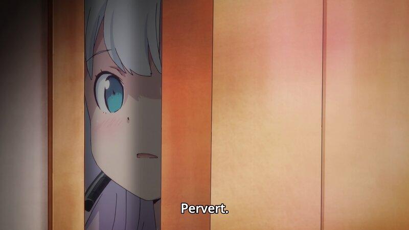 Anime Girl Peeking — Orange