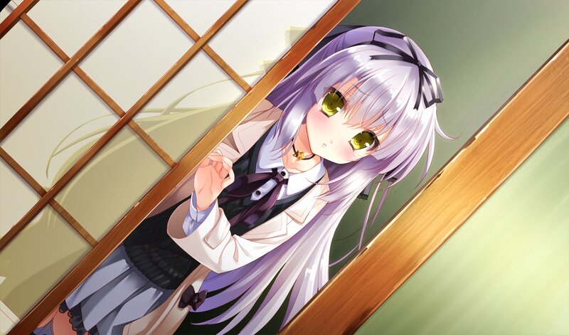 anime girl peeking through door
