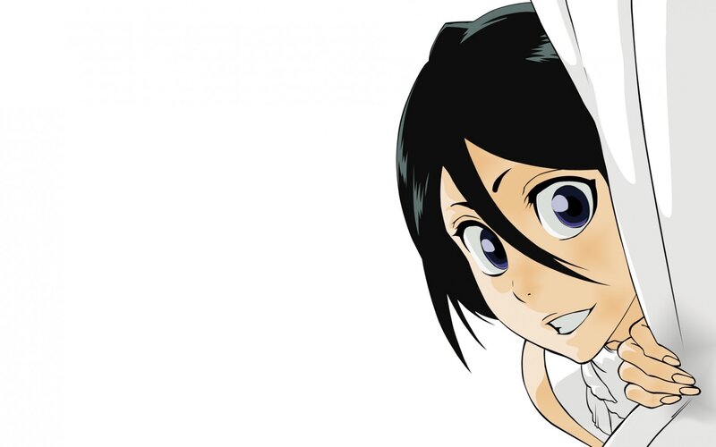 Anime Girl Peeking — White
