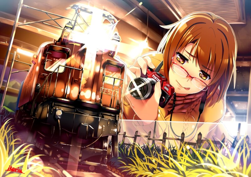 Anime Girl Photographing Train
