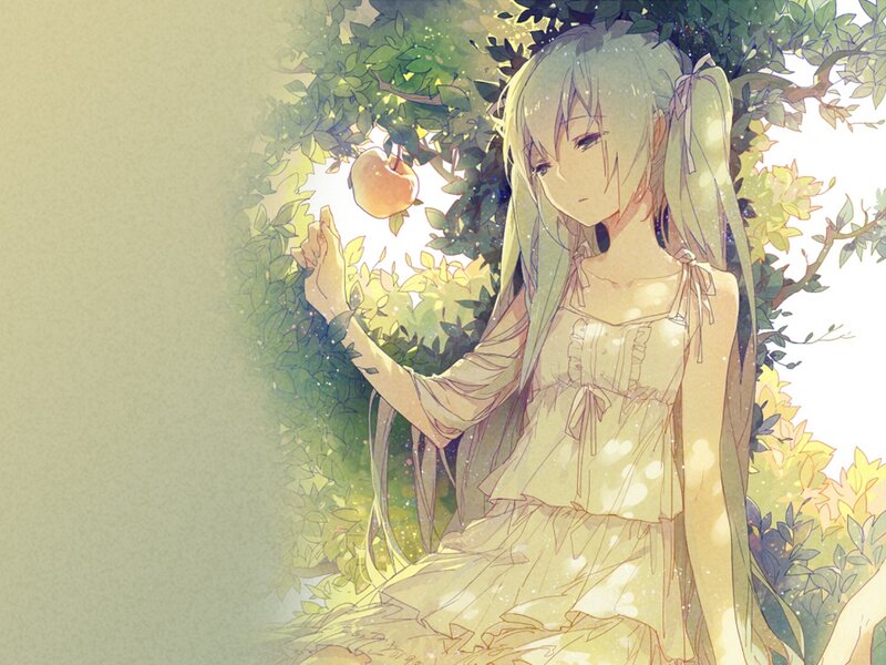 Anime Girl Picking Apple