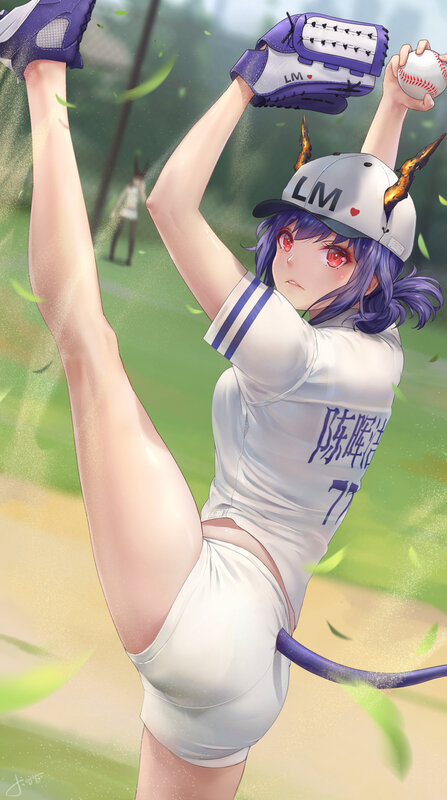 Anime Girl Pitching Baseball