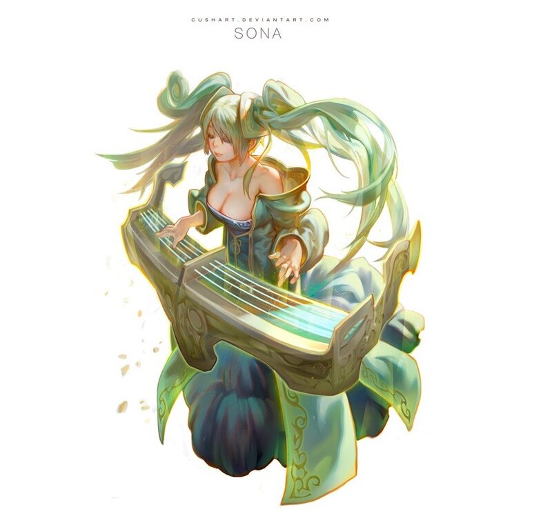 Anime girl playing a zither