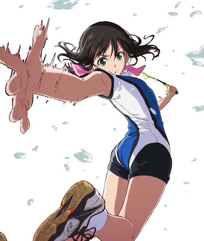 Anime Girl Playing Badminton — White