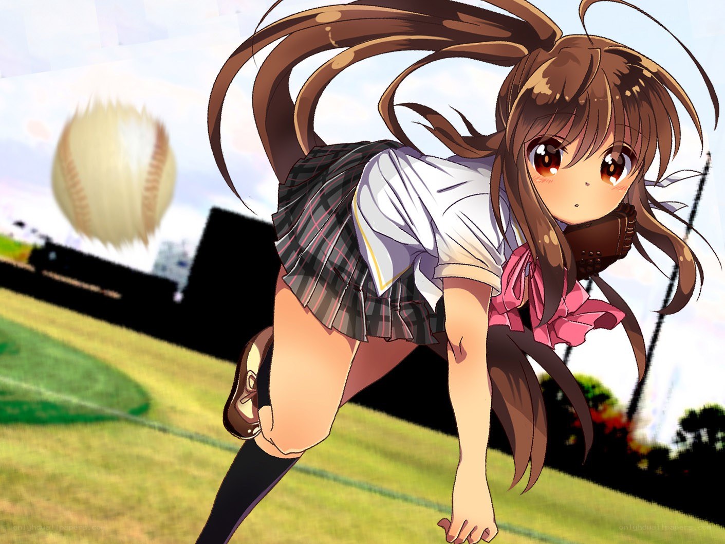 anime girl playing baseball