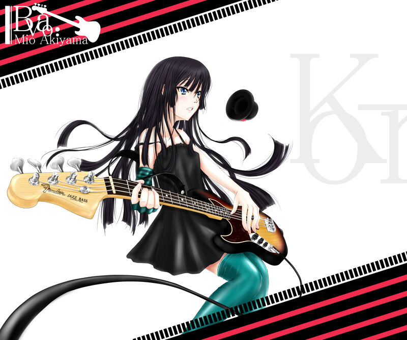 Anime Girl Playing Bass — Black