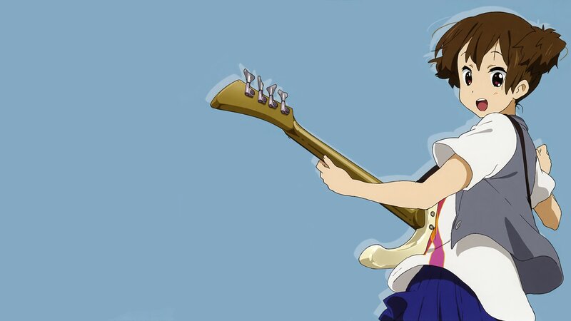 Anime Girl Playing Bass — Blue, Energetic