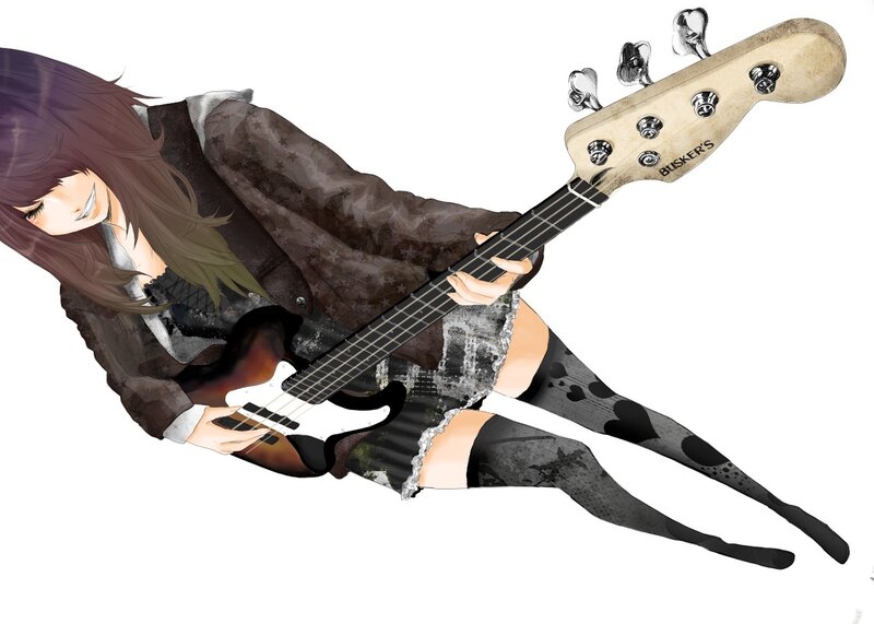 Anime Girl Playing Bass — Brown