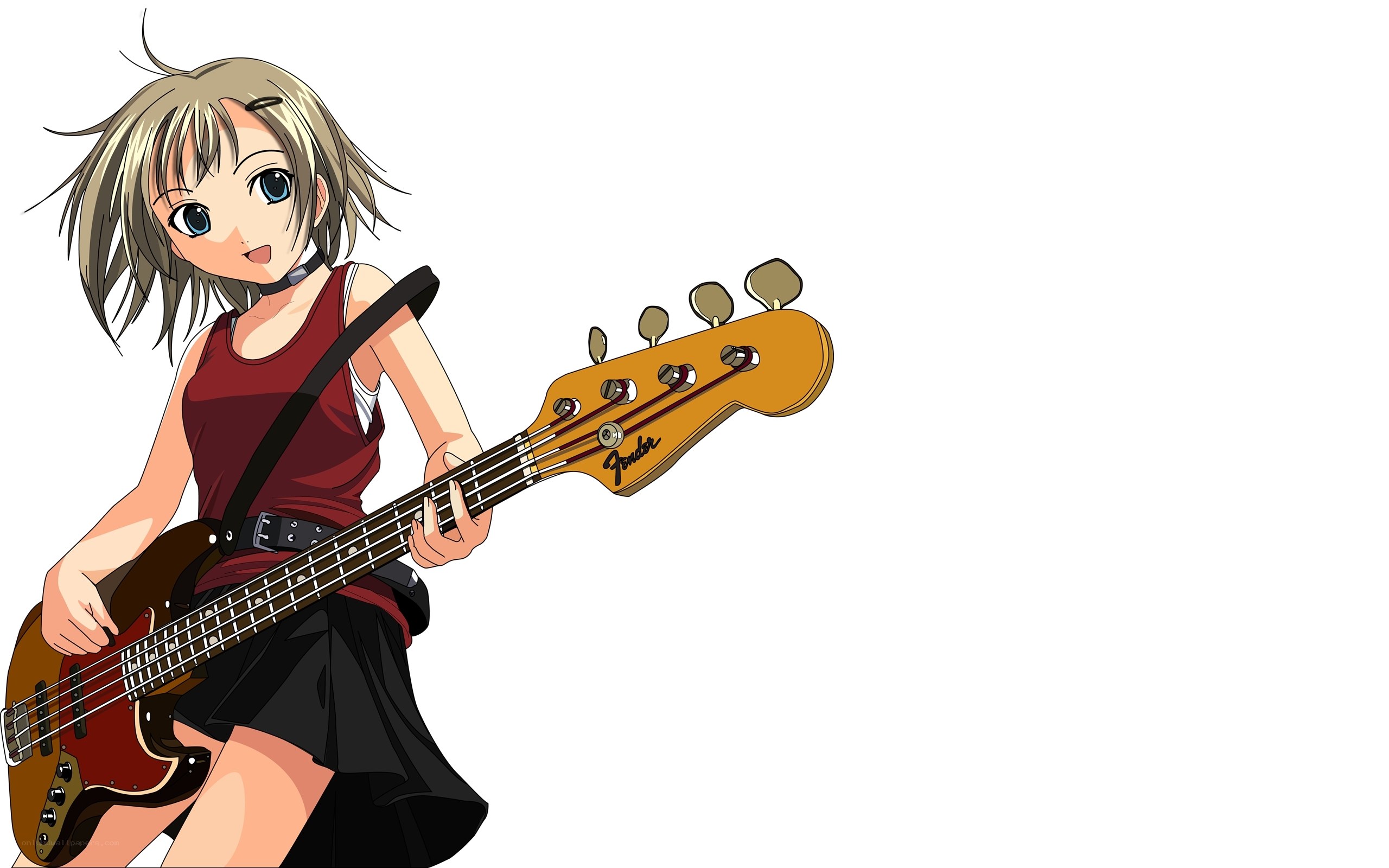 anime girl playing bass guitar