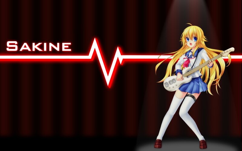 Anime Girl Playing Bass — Red