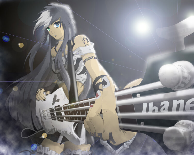 Anime Girl Playing Bass
