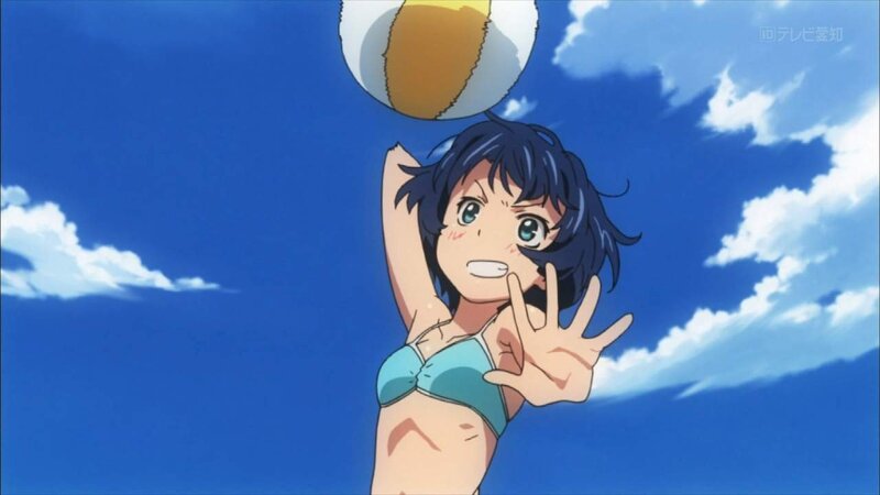 anime girl playing beach volleyball
