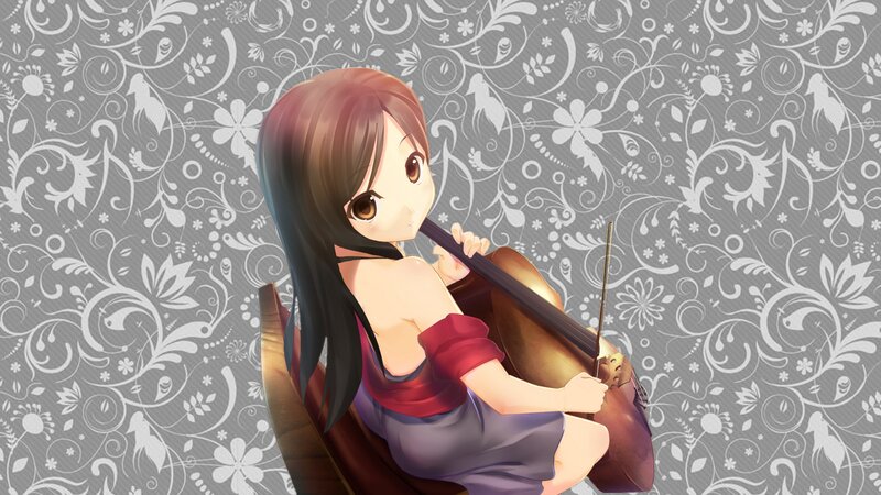 Anime Girl Playing Cello — Gray