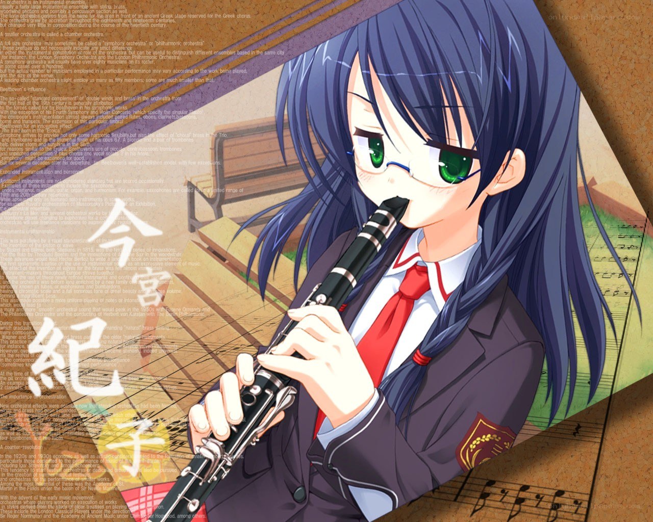 anime girl playing clarinet