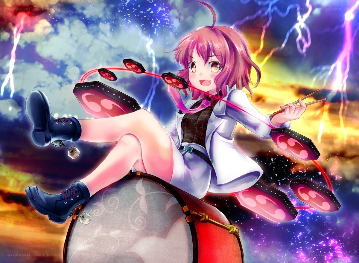 anime girl playing drums