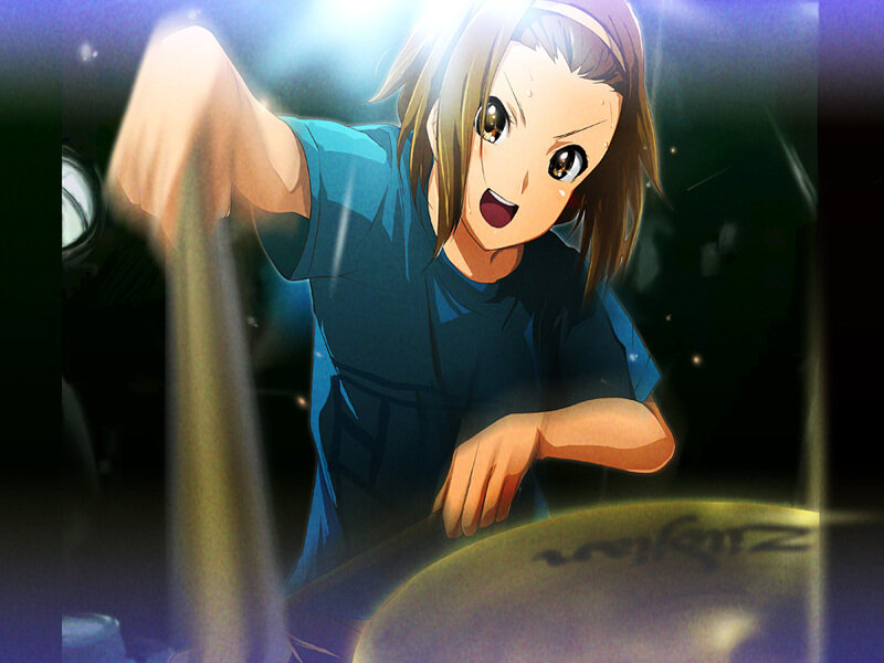 Anime Girl Playing Drums — Blue