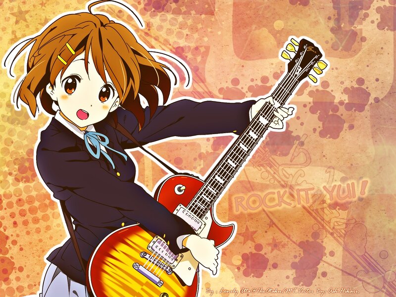 Anime girl playing electric guitar