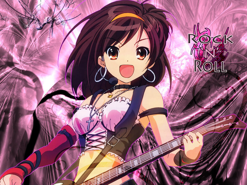 Anime girl playing electric guitar