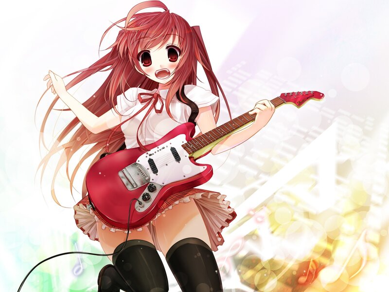Anime girl playing electric guitar