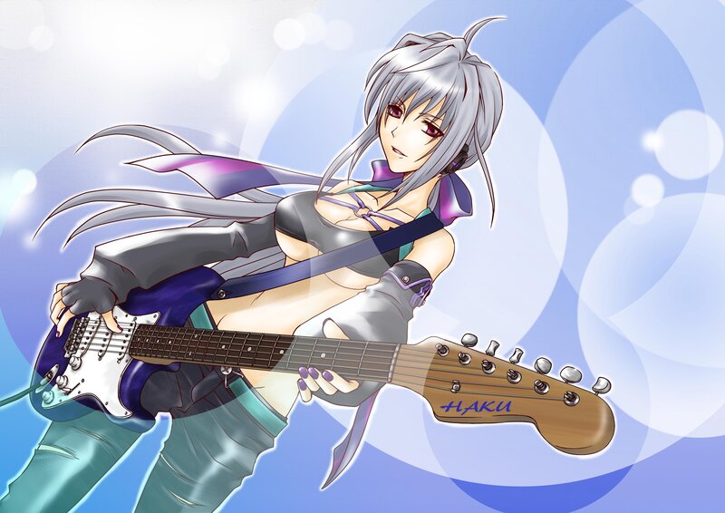 anime girl playing electric guitar