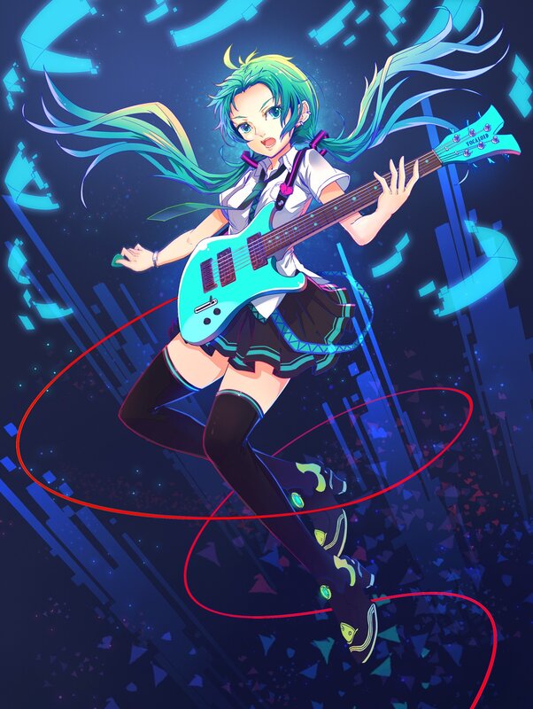 Anime girl playing electric guitar