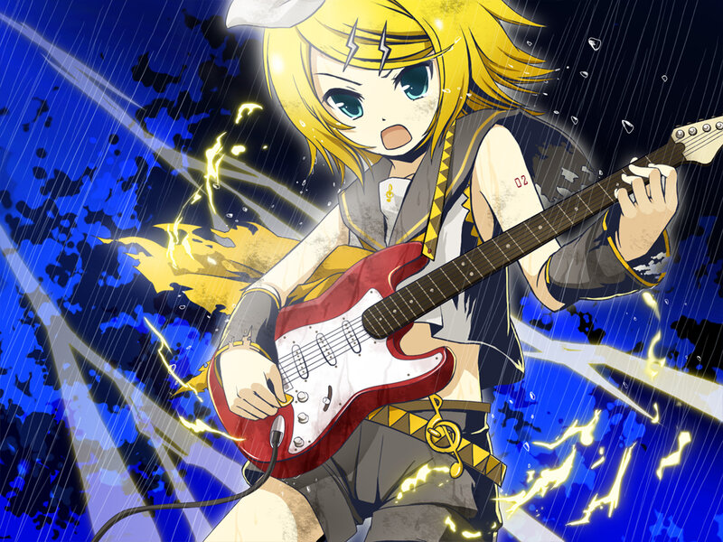 Anime girl playing electric guitar