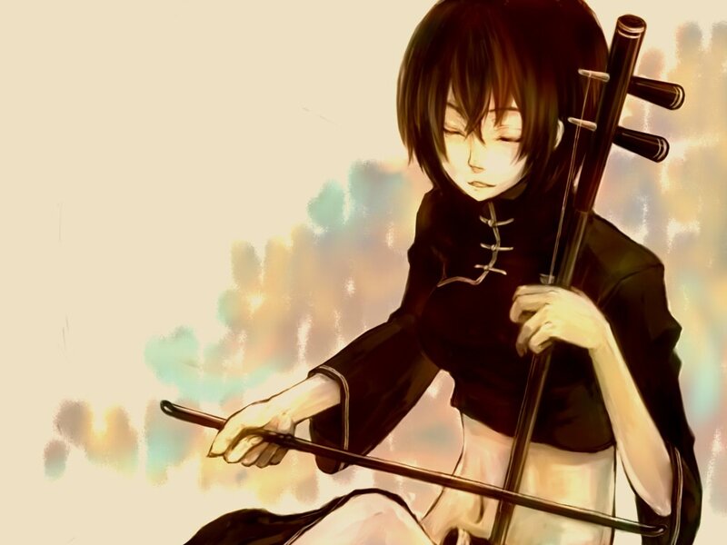 Anime girl playing erhu